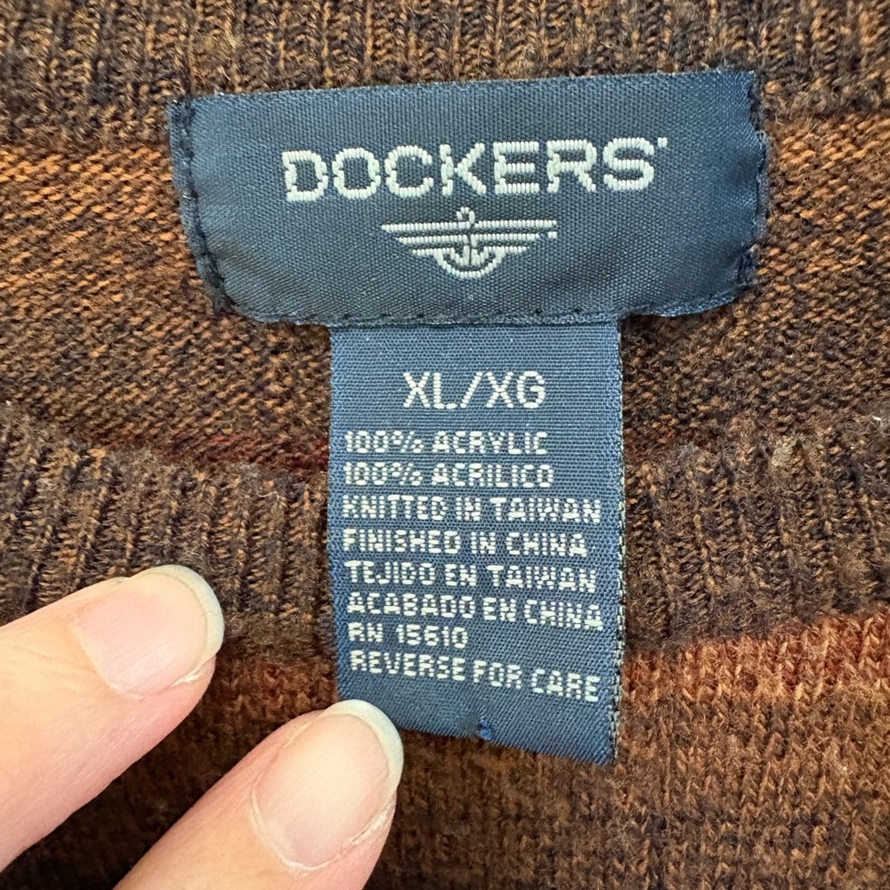 Dockers Multicolor Striped Crewneck Sweater. Mens Size XL. 100% acrylic. - Picture 2 of 7